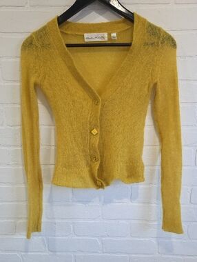 Charlie & Robin Mustard Yellow V‑Neck Button Cardigan